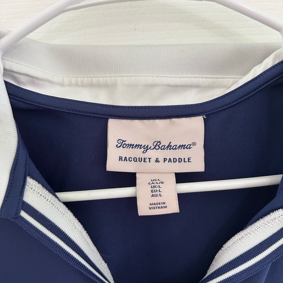 Tommy Bahama Navy with White collar, Racquet & Paddle Sleeveless Polo Top - Picture 3 of 3